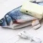 geluode Moving Fish Cat Toy, 11'' Plush Simulation Electric Doll Fish, Automatic Flopping USB Rechargeable Cat Fish Toy, Funny Interactive Pets Chew Bite Supplies for Cat/Kitty/Kitten Catnip Toys