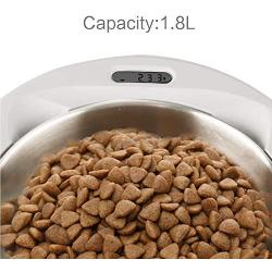SKYMEE Stainless Steel Weighing Pet Bowl, LCD Digital Kitchen Food Scale of Grams/LB/OZ/ML Removable Bowl for Dog Cat, Large