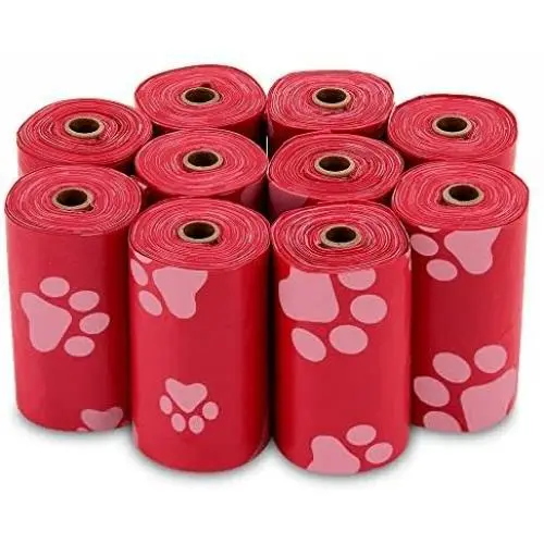 Best Pet Supplies Dog Poop Bags for Waste Refuse Cleanup, Doggy Roll Replacements for Outdoor Puppy Walking and Travel, Leak Proof and Tear Resistant, Thick Plastic - Red, 150 Bags (RD-150B)