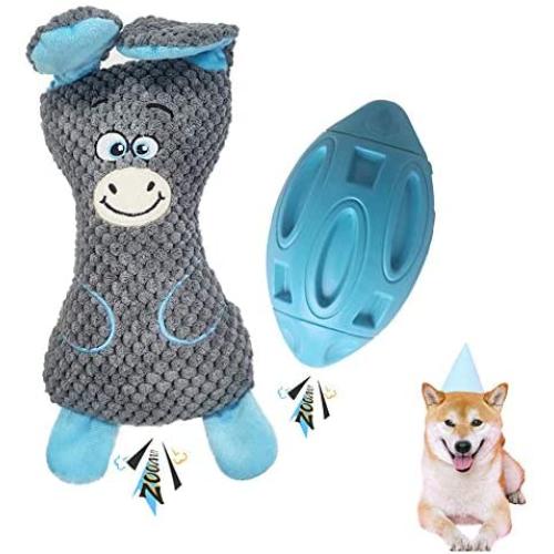 Dog Toys for Aggressive Chewers,2 Packed Squesky Dog Chew Toys and Plush Doy Toys ,Indestructible and Durable Dog Toys for Medium Large Breed