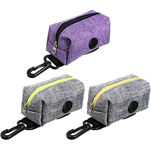 3 Pieces Dog Poop Dispenser Dog Poop Bag Holder with Zipper and Dog Waste Bag Container with Clip for Dog Leash, 3 Colors