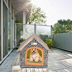 YYDS Outdoor Pet House, Winter Warm Cat House Waterproof, Leopard Print Stray Kitty House Thickened Weatherproof Pet Shelter for Cat Dog