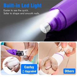 Casfuy Dog Nail Grinder with LED Light - Upgraded 2-Speed Electric Pet Nail Trimmer Powerful Painless Paws Grooming & Smoothing for Small Medium Large Dogs & Cats