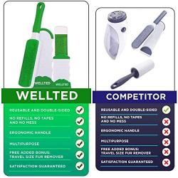 WELLTED 2021 Updated Pet Hair Remover Brush - Lint Brush - Fur Remover - Fur & Lint Removal - Dog & Cat Hair Remover - Double-Sided Brush with Self-Cleaning Base - for Furniture Clothing Car Seat