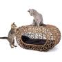 Fun Stackable Wicker Cat Hideaway House - Interactive Play Rattan Cat House for Indoor Cats Kitty, Pet Friendly Top/Side House Entry, Cat Bed Enclosed
