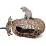 Fun Stackable Wicker Cat Hideaway House - Interactive Play Rattan Cat House for Indoor Cats Kitty, Pet Friendly Top/Side House Entry, Cat Bed Enclosed