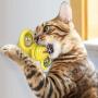WWYM Spin Windmill Cat Toy, Multifunctional Funny Scratching Cat Hair Brush, Pet Molar Stick- Clean Tooth Brush,Yellow