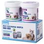N/J 130+130 Cotton Pads Pet Ear and Eye Pet Wipes for Dogs and Cats，Non-Toxic, All-Natural Grooming Wipes, Puppy Dog Wipes Eye Tear Stain Remover Wipes,Unscented Gentle Cat Ear Wipe