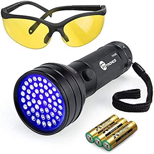 TaoTronics TT-FL002 Black Light, 51 LEDs Uv Blacklight Flashlights Detector for Dry Pets Urine & Stains & Bed Bug with Free Uv Sunglasses & 3 Free AA Batteries, Purple