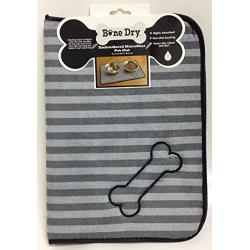 Bone Dry Embroidered Microfiber Pet Mat (Dark/Light Grey) - Dog Bone Print