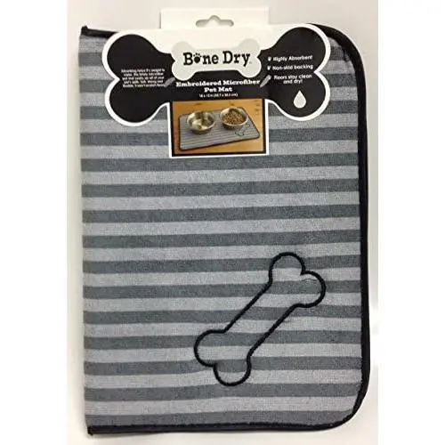 Bone Dry Embroidered Microfiber Pet Mat (Dark/Light Grey) - Dog Bone Print Bone Dry Embroidered Microfiber Pet Mat (Dark/Light Grey) - Dog Bone Print
