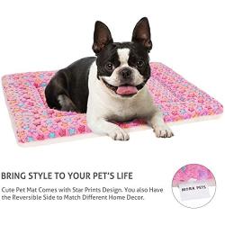 Sunton Ultra Soft Pet-Dog Cat Bed with Cute Prints | Reversible Fleece Crate Bed Mat | Machine Washable Pet Bed Liner