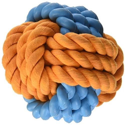 Tough Twist 3.5'' Rubber & Rope Ball Dog Toy
