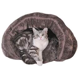 CAT Bed - Cat Sleeping Bag with a Non-Slip Bottom, Comfortable, Warm and Machine Washable, Suitable for Small and Medium Pets,brownM：60x60x42cm