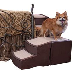 Pet Gear Easy Step Bed Stair for Cats/Dogs with Storage Compartment, Removable Washable Carpet Treads, Space-Saving Multi-Position Design