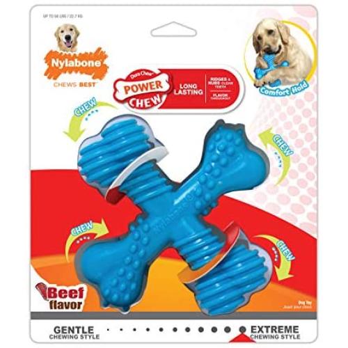 Nylabone Power Chew X-Shaped Dog Bone Chew Toy Beef Flavor Large/Giant - Up to 50 lbs.