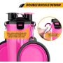HETH Dog Travel Water Bottle, 2 in 1 Portable Dog Water Dispenser and Food Container with 2 Collapsible Bowls for Your Pets Walking and Traveling