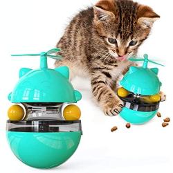 DreamPet 3 in 1 Interactive Whirlwind Cat Toy Snack Ball Toy Chasing Toy for Indoor and Outdoor Tumbler-Shaped Pet Snack Ball with Cat Stick Blue