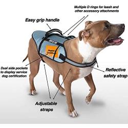 Service Dog Vest Harness for Medium and Large Dogs of All Breed with Grip Handle, Reflective Safety Strap and Side Certification Display Pockets