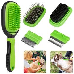 Lattook 5 in 1 Pet Grooming Kit, Detachable Double Sided Dog & Cat Brush Set for Long or Short Hair Removes Undercoat, Dander, Dirt, Massages, Improves Circulation…