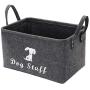 Geyecete Dog Apparel & Accessories/Dog Toys/Pet Supplies Storage Basket/Bin with PU Handles, Collapsible & Convenient Storage Solution for Office, Bedroom, Closet, Toys, Laundry(Dark Grey)
