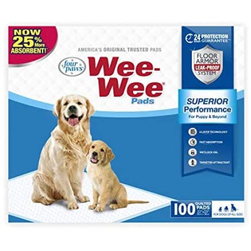 Four Paws Wee-Wee Superior Performance Puppy & Dog Training Pads 100-Count Standard 22'' x 23''