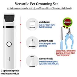 Dog Clippers Dog Nail Grinder Versatile Pet Grooming Kit Rechargeable Cordless 2-Speed Low Noise Pet Hair Nail & Trimmer with Stainless Steel Nail Clipper & File for Dog, Cat and Other Pets