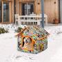 juman Pet House for Outdoor Cats Puppy in Winter, Foldable Heated Kitty House Warm Stray Cat Shelter (not Include Heating Pad)