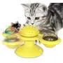PICKME 3 in 1 Multifunctional Cat Toy Windmill Cat Toy Turntable Teasing Cat Toy Scratching Cat Hair Brush Cat Tooth Brush with Titanium Pet,2Pack