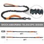 Short Dog Leash with Padded Handle, Bungee Dog Leash Shock Absorbing, Nylon Reflective Pet Leashes for Walking, Dog Lead for Medium & Large Dogs