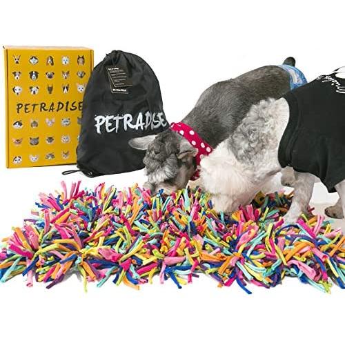 PETRADISE Snuffle Mat for Dogs Sense Training, Slow Feeder in Mixed Color (12'' x 18''), Imitating Dense Grass Encourages Natural Foraging Skills, Alternative to Dog Bowls, Durable and Machine Washable