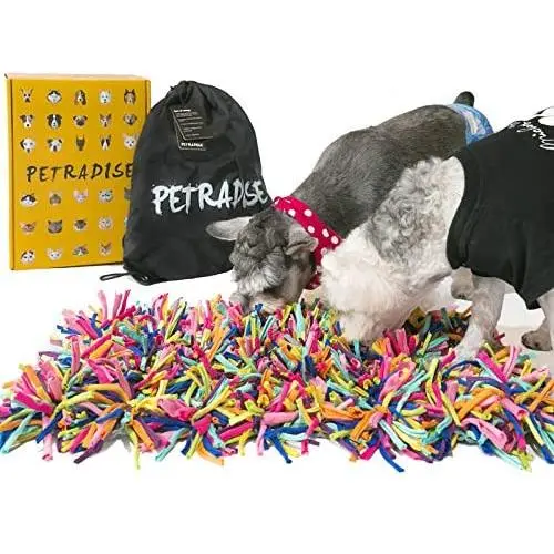 PETRADISE Snuffle Mat for Dogs Sense Training, Slow Feeder in Mixed Color (12'' x 18''), Imitating Dense Grass Encourages Natural Foraging Skills, Alternative to Dog Bowls, Durable and Machine Washable