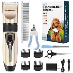 Sminiker Professional Dog Clippers Low Noise Dog Hair Trimmer with Comb Guides Rechargeable Cordless Pet Clippers for Dogs, Cats，Horse and Other Animals Pet Grooming Kit