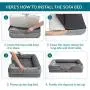 Bedsure Large Orthopedic Dog Bed, Bolster Dog Beds for Large Dogs - Foam Sofa with Removable Washable Cover, Waterproof Lining and Nonskid Bottom Couch