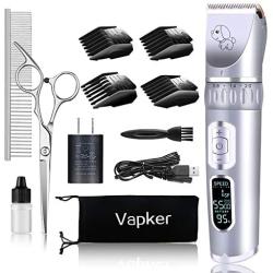 Professional Dog Clippers Grooming Kit, Low Noise Rechargeable Cordless Heavy Duty Pet Hair Clippers with 3-Speed High Power for Small Medium Large Dogs Cats