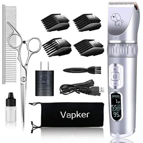 Professional Dog Clippers Grooming Kit, Low Noise Rechargeable Cordless Heavy Duty Pet Hair Clippers with 3-Speed High Power for Small Medium Large Dogs Cats