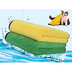 Kwispel Dog Bath Towel - Super Absorbent Microfiber Dog Towel for Small Medium Large Dogs and Cats, Yellow & Grey