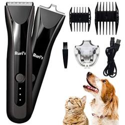 Ruris Dog Clippers, Washable Dog Shaver Clippers 2 in 1 with Small Trimmer Blade Low Noise Rechargeable Cordless Electric Quiet Hair Clippers Set for Dogs Cats Pets