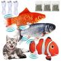 3 Pack Flopping Fish Cat Toy,Electric Moving Realistic Simulation Fish, Wiggle Fish Catnip Kicker Toys, Motion Kitten Toy, Plush Fun Interactive Pets Pillow Chew Bite Kick Supplies for Cat Exercise