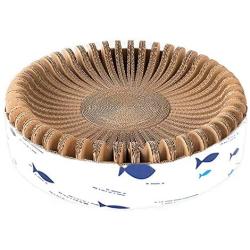LUCKITTY Cat Scratcher for Indoor Cats Cardboard 2in1 Cat Scratching Pad & Lounge - Durable Cat Scratch Couch Bed with Small Fish Pattern - DIY Splicing Assembly