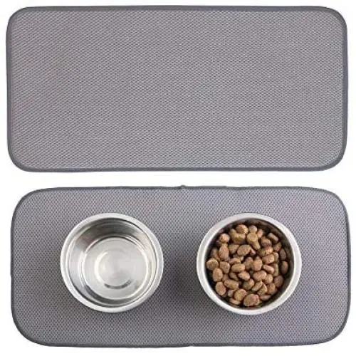 mDesign Premium Quality Microfiber Polyester Pet Food and Water Bowl Feeding Mat for Dogs - Ultra Absorbent Reversible Placemat - Folds for Compact Storage - Small, 2 Pack - Pewter Gray/Ivory mDesign Premium Quality Microfiber Polyester Pet Food and Water Bowl Feeding Mat for Dogs - Ultra Absorbent Reversible Placemat - Folds for Compact Storage - Small, 2 Pack - Pewter Gray/Ivory