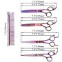 LILYS PET Professional PET Dog Grooming Titanium Scissors Set,Straight & Curved & Thinning & Chunker Scissors with 1 Grooming Comb for Dog Cat and More Pets Grooming (Purple)