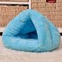 FANQIE Indoor Dog House, Plush Warm Mat Cat Cave, Winter Supplies Cat Cushion, Soft Bed Kennel(Blue L)