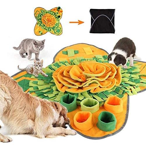 Antony Snuffle Mat for Dogs, Pet Dog Feeding Mat with Large Flower Shape, Durable Dog Interactive Puzzle Encourages Natural Foraging Washable Dog Nosework Mat for Dogs Cats Rabbits