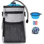 TOPSOSO Dog Treat Pouch Bag with Poop Bag Holder, Collapsible Feeder Bowl, Poop Bag Waterproof Shoulder Waist Strap Dog Food Backpack Toys Bag, Easily Carrying Dog Toys, Food (Gray)