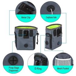 HANWELL Dog Treat Pouch with 2 Poop Bags Dispenser, Hand-Free Pet Training Pocket with Adjustable Waist Belt and Shoulder Strap for Running Carry Food and Toys