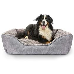 FURTIME Durable Dog Bed for Large Medium Small Dogs Soft Washable Pet Bed Breathable Rectangle Sleeping Bed Anti-Slip Bottom (24'' x 21'' x 8'', Grey)