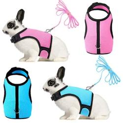 SATINIOR 2 Pieces Bunny Rabbit Harness with Leash Cute Adjustable Buckle Breathable Mesh Vest for Kitten Puppy Small Pets Walking