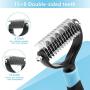 Pet Grooming Tool, 2 Sided Undercoat Rake Grooming Brush for Easy Mats & Tangles Removing, Safe Dematting Comb for Dogs & Cats