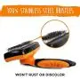 Mighty Paw Dog Grooming Brush | Durable Self-Cleaning Pet Brush. 100% Stainless Steel Soft Bent Bristles. Great for Removing Hair, Mats, & Tangles. Soft Ergonomic Handle for Extra Comfort